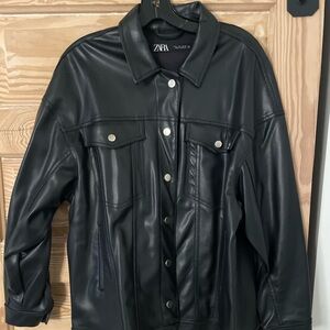 Zara Black Leather-Style Jacket for Women